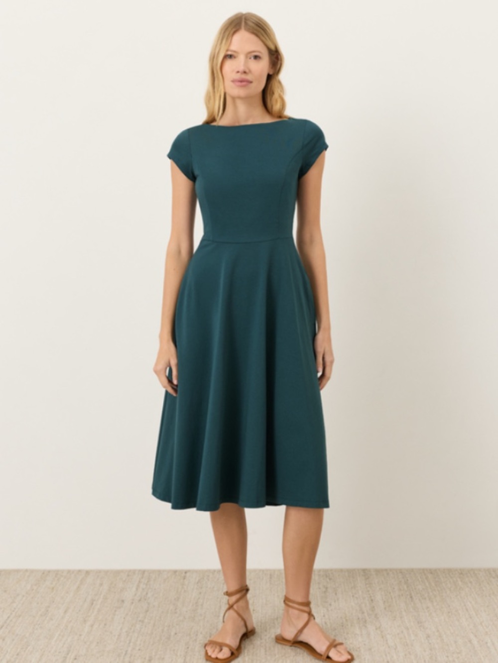 PACT organic cotton ballet neck fit & flare dress blue XL